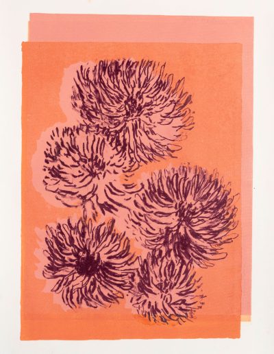 Dahlias, monotype et lithographie, 2025